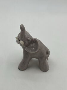 1968 Handmade Ceramic Elephant Figurine – Mid-Century Glazed Pottery